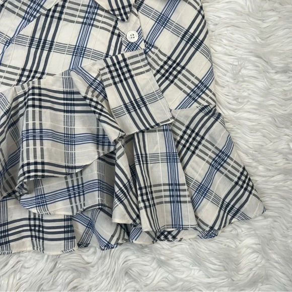 NWOT Veronica Beard Kaia Embroidered Check Ruffle Mini Skirt Blue Designer 2 - Picture 4 of 12